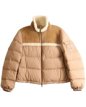 Moncler Aurore Shearling-Trim Panelled Jacket - Natural