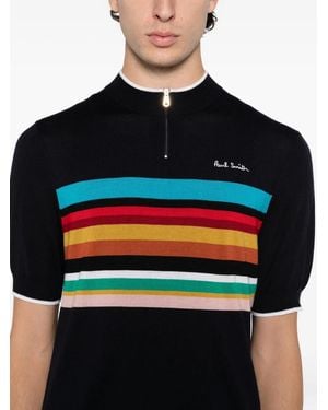 Paul Smith Logo-Embroidered Striped Top - Blue