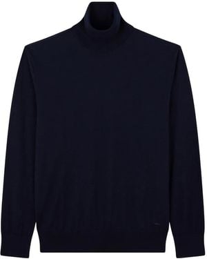 Paul & Shark Stretch Turtleneck Shark Embroidery Sweater - Blue