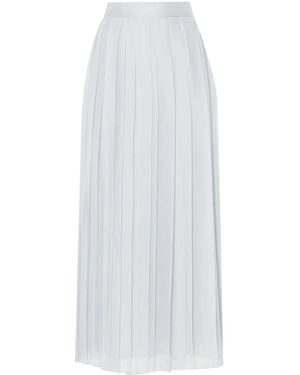 Eleventy Plissé Midi Skirt - White