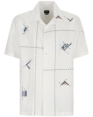 Fendi Embroidered Linen Shirt - White