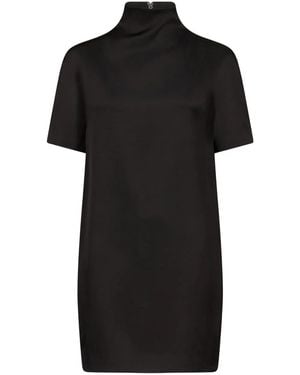 Loulou de Saison Elton モックネック ショートスリーブ ドレス - ブラック