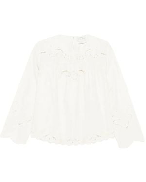 forte_forte Embroidered Scalloped-Hem Blouse - White