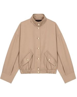 Maje Cotton Bomber Jacket - Natural