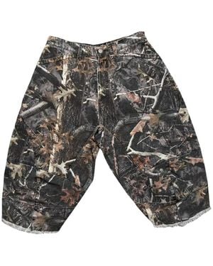 Satoshi Nakamoto Camo-Print Carpenter Shorts - Grey