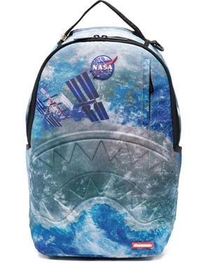 Sprayground Spaceship-Print Backpack - Blue