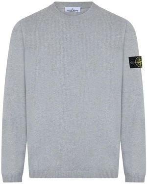 Stone Island Compass-Patch Crew-Neck Sweater - Gray