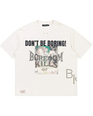 Boredom Kills Graphic-Print Distressed T-Shirt - White