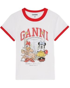 Ganni Graphic-Print T-Shirt - White