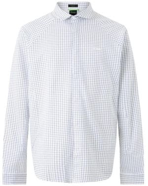 BOSS Check-Print Long-Sleeve Shirt - White