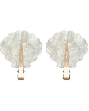 Salt & Wave Shell-Shaped Hair Clips (Set Of Two) - White