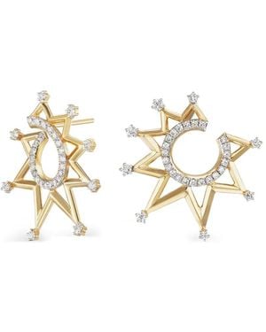 Sorellina Pendientes Starburst Crescent con diamante - Metálico