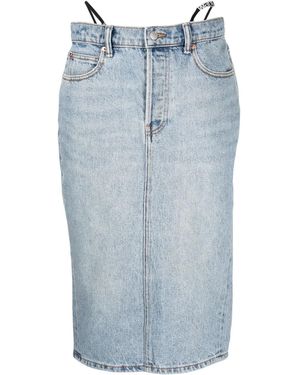 Alexander Wang Thong-strap Denim Skirt - Women's - Cotton - Blue