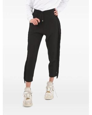 Philipp Plein Fringed-Trim Cropped Track Pants - Black