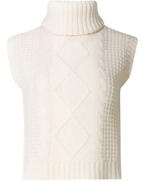 Perfect Moment Cable-Knit Roll-Neck Top - White