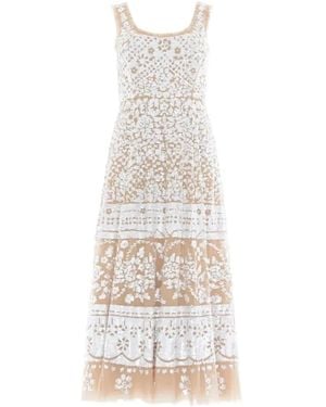 Needle & Thread Vestido midi con cuello en V y lentejuelas - Blanco