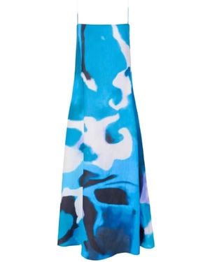 STAUD Laura Linen Dress - Blue