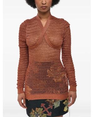 Off-White c/o Virgil Abloh Criss-Cross Detail Net Jumper - Red