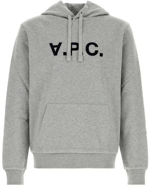 A.P.C. Logo-Print Drawstring Hoodie - Grey