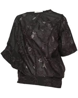 Caroline Hu Embroidered Inverted Shirt - Black