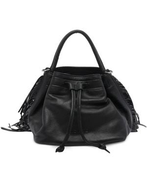 Vic Matié Travel Tassel Drawstring Bucket Bag - Black