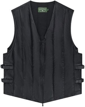 DENIM TEARS Oakland Quilted Leather Vest - Black
