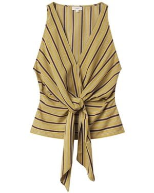 A.L.C. Elle Striped Front-knot Top - Metallic