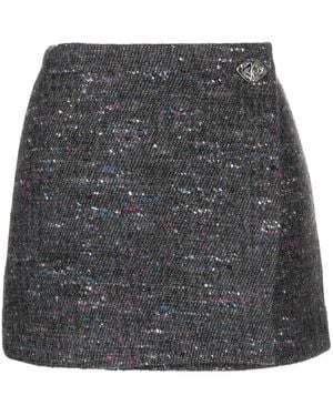 Ganni Tweed Wrap Mini Skirt - Gray