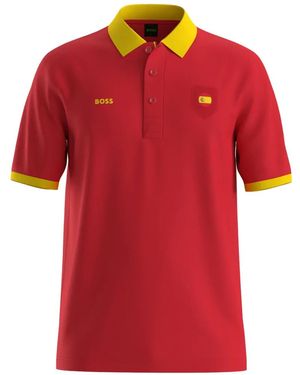 BOSS Poloshirt Mit Knopfleiste - Rot