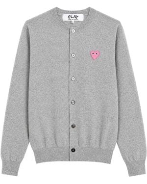 COMME DES GARÇONS PLAY Heart-Patch Round-Neck Cardigan - Gray