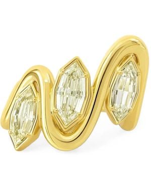 Sutra Anillo Con Diseño Triple Ondulado Y Diamantes - Metálico
