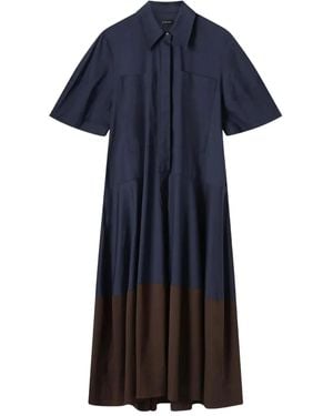 Lee Mathews Wendy Colour-Block Shirtdress - Blue
