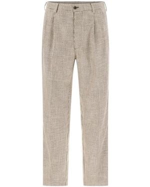 Pence Pantalon Plissé À Motif Pied-De-Poule - Natural