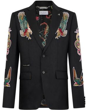 Philipp Plein Gigolo Fit Blazer Tattoo Embroidery - Black