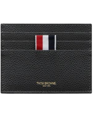 Thom Browne Rwb-Stripe Pebbled Cardholder - Grey