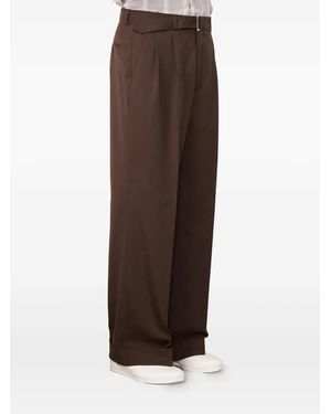 Officine Generale Evans Belted Pleated Trousers - Brown