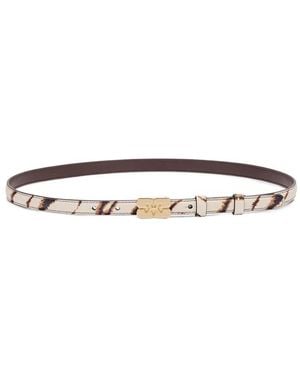 Ganni Kat Zebra-Print Belt - White