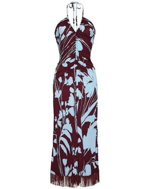 Cara Cara Shelter Island Floral-Print Ruched-Detailing Midi Dress - White