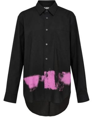 COMME DES GARÇON BLACK Camisa Con Estampado De Espray De Manga Larga - Negro