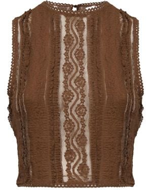 Charo Ruiz Top mit Spitzendetail - Braun