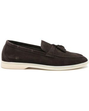 SCAROSSO Tassel-Detail Suede Loafers - Black
