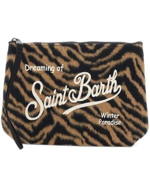 MC2 Saint Barth Small Aline Zebra-Print Clutch Bag - Black