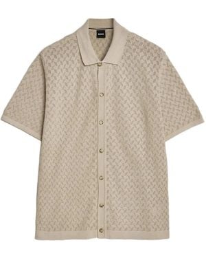 BOSS Pointelle-Knit Short-Sleeve Jacket - Natural