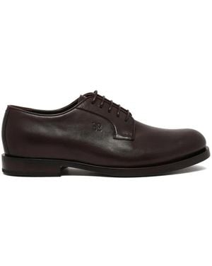 Fabi Logo-Debossed Leather Derby Shoes - Brown