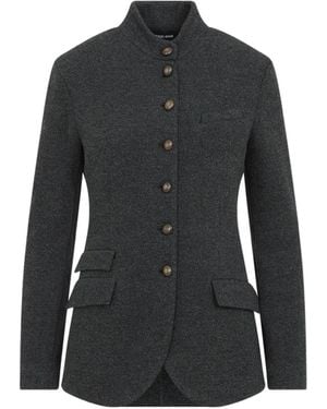 Giorgio Armani Slim-Fit Herringbone-Pattern Jacket - Black
