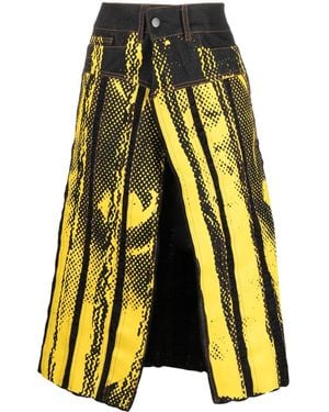 Feben Chariot Biker Printed Cotton Skirt - Yellow