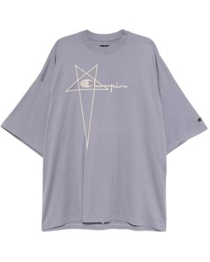 Rick Owens X Champion X Champion Logo-Embroidered T-Shirt - Gray