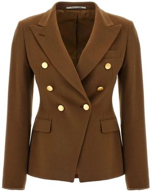 Tagliatore Double-Breasted Peak-Lapel Blazer - Brown