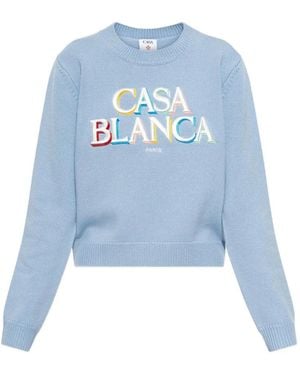CASABLANCA Pullover Mit Logo-Stickerei - Blau