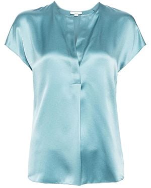 Vince Silk Cap-Sleeve Blouse - Blue